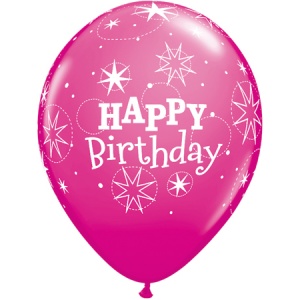Rosa födelsedagsballonger - glitter - 28 cm latex - 6 st