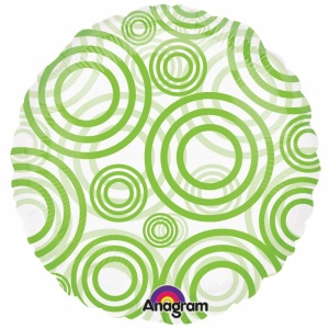 MagiColor rund limefärgad foliebalong med cirklar - 46 cm