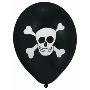 Pirat & dödskalle ballonger - 25 cm latex - 8 st