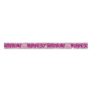 80-års födelsdagsbanderoll - rosa - 3,6m