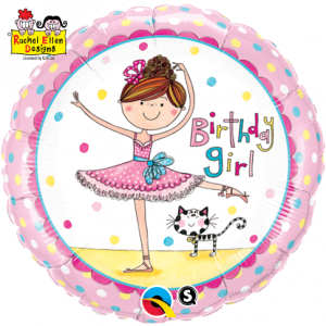 Rachel Ellen ballerina födelsedagsflicka - rosa folieballong - 46 cm