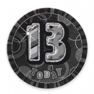 13-års födelsedagsemblem - svarta 15 cm
