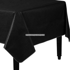 Jet svart bordsduk i vinyl med flanell baksida - 132cm x 228cm Jet svart bordsduk i vinyl med flanell baksida - 132cm x 228cm