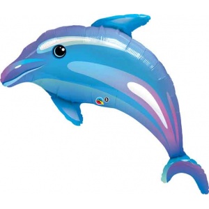 Blå förtjusande delfin folieballong - 107 cm