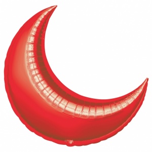 Röd halvmåneformad folieballong 66 cm - 3 st