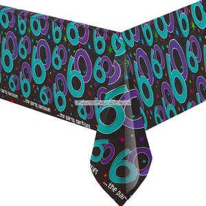 Bordsduk i plast till 60-årsdagen - 137 cm x 259 cm Bordsduk i plast till 60-årsdagen - 137 cm x 259 cm